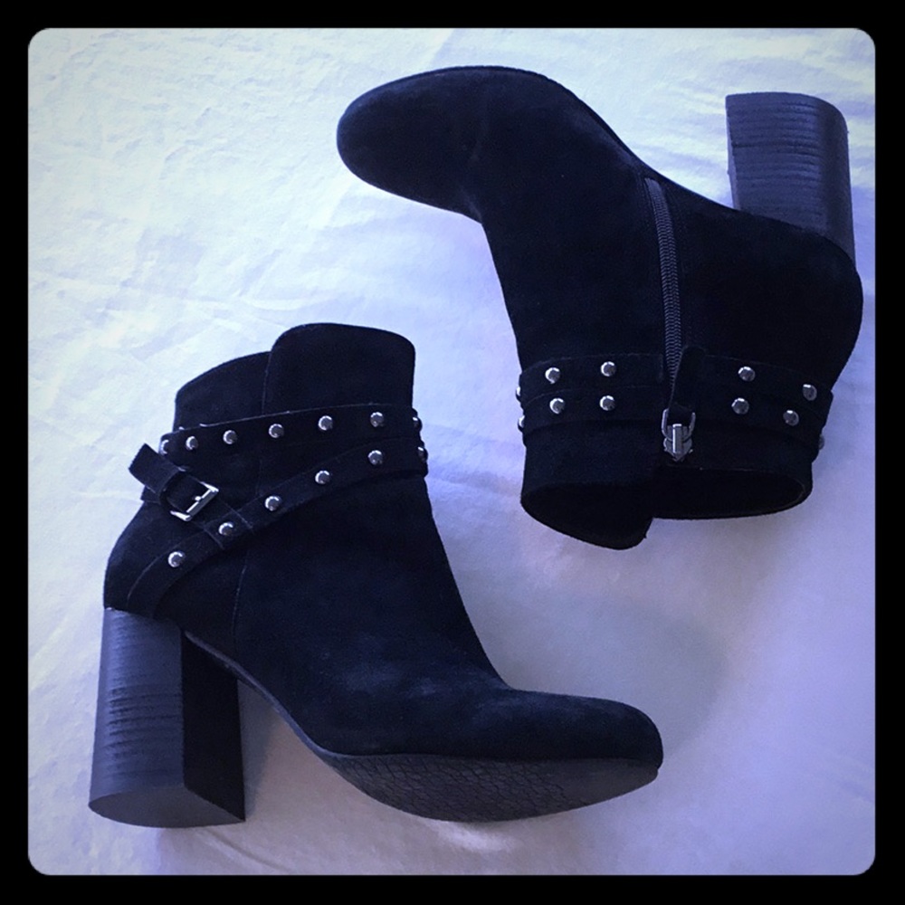 Black Suede Studded Booties